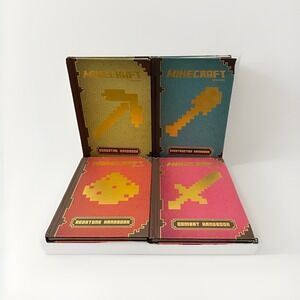 Minecraft Handbook Complete Set 4 Hardcover Mojang Scholastic Redstone Combat